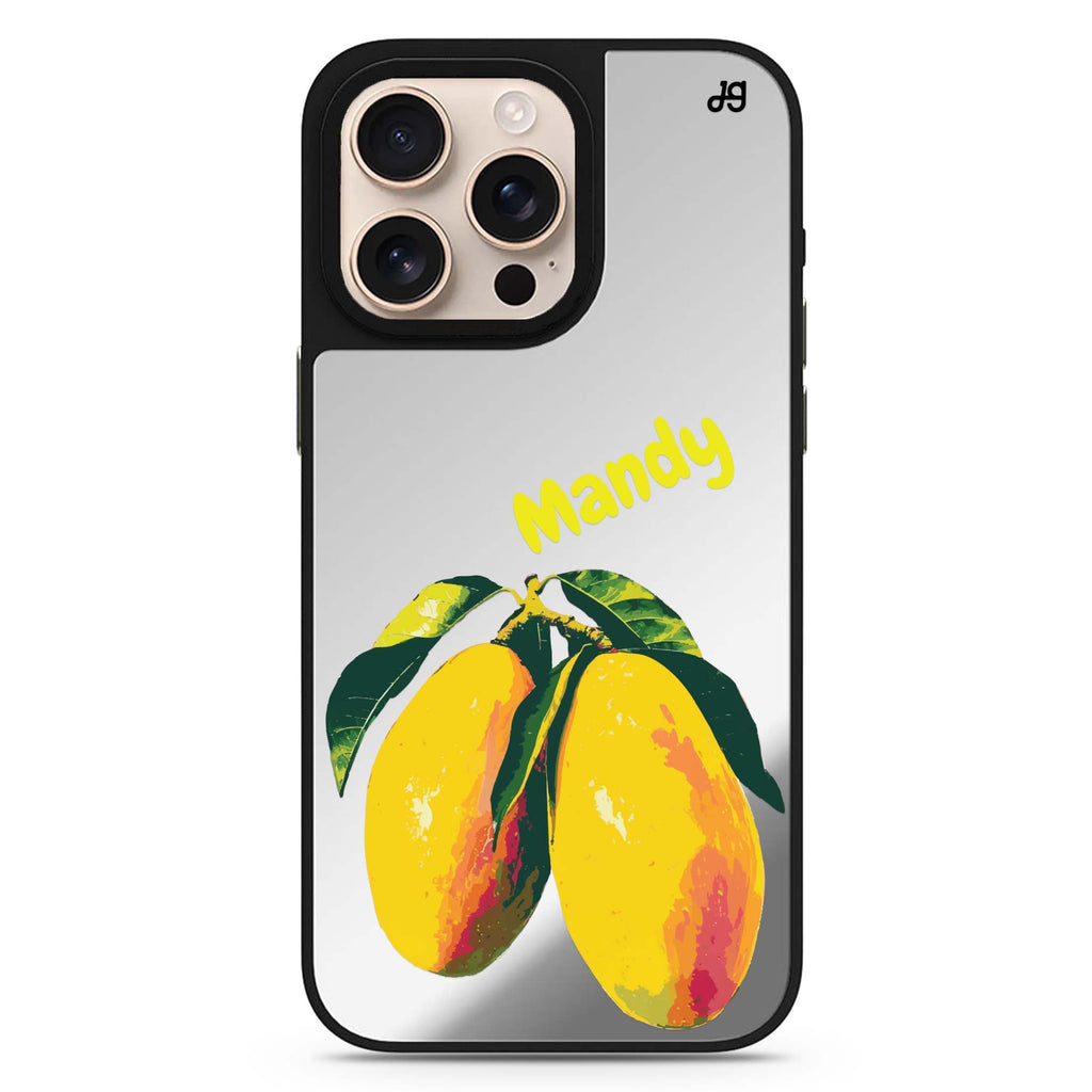 Mango Majesty personalized name sleek reflective design iPhone 16/15/14 Pro Max & Pro mirror case