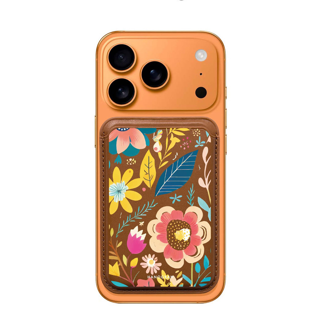Pretty Florals MagSafe wallet for iPhone, slim magnetic card holder, main view