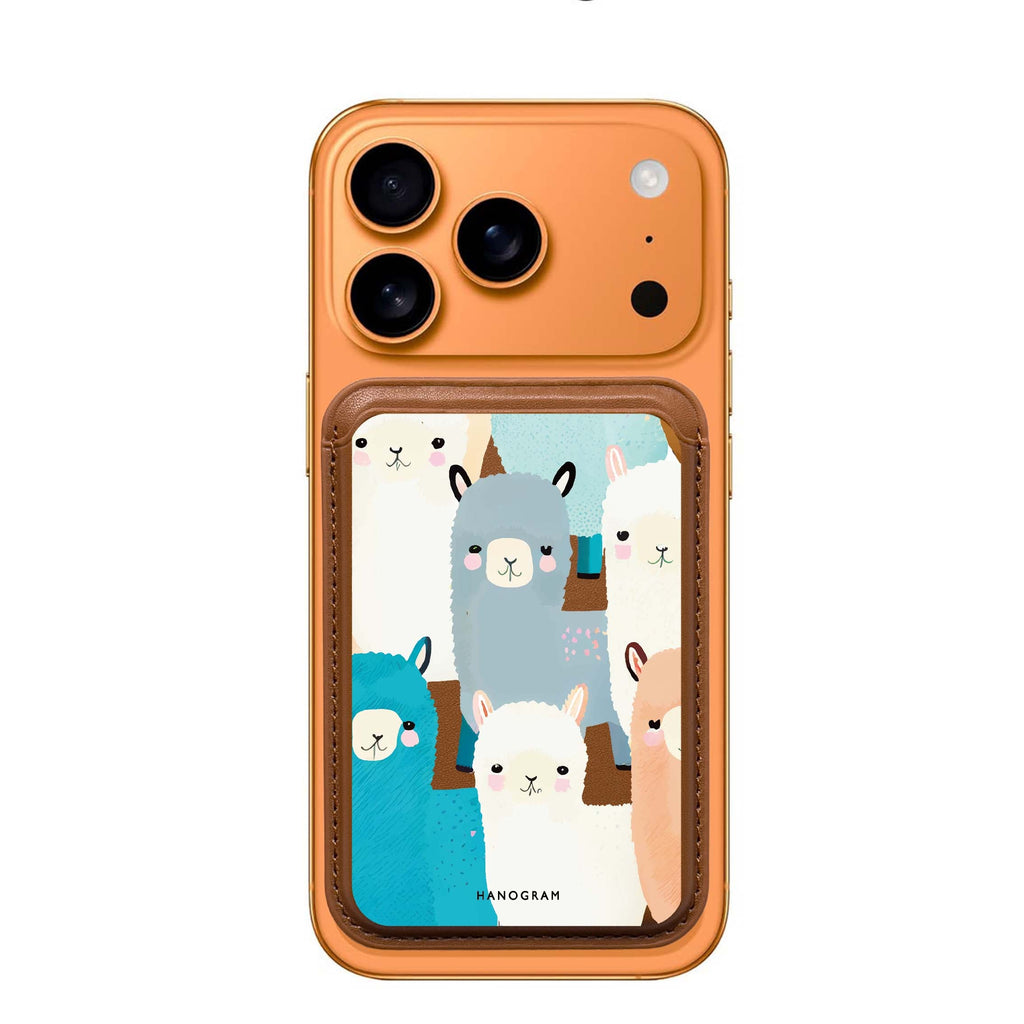 Cute Alpaca MagSafe wallet for iPhone, slim magnetic card holder, main view