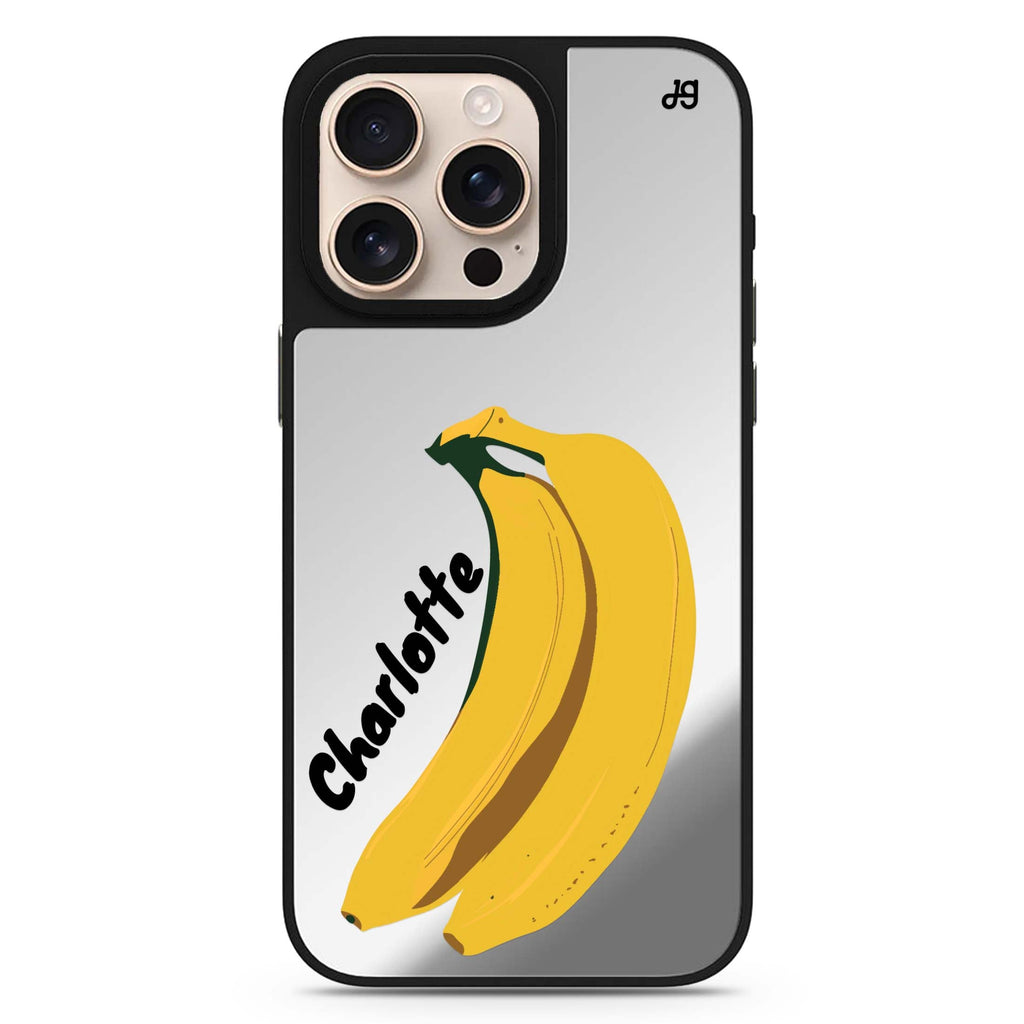 Banana Breeze personalized name sleek reflective design iPhone 16/15/14 Pro Max & Pro mirror case