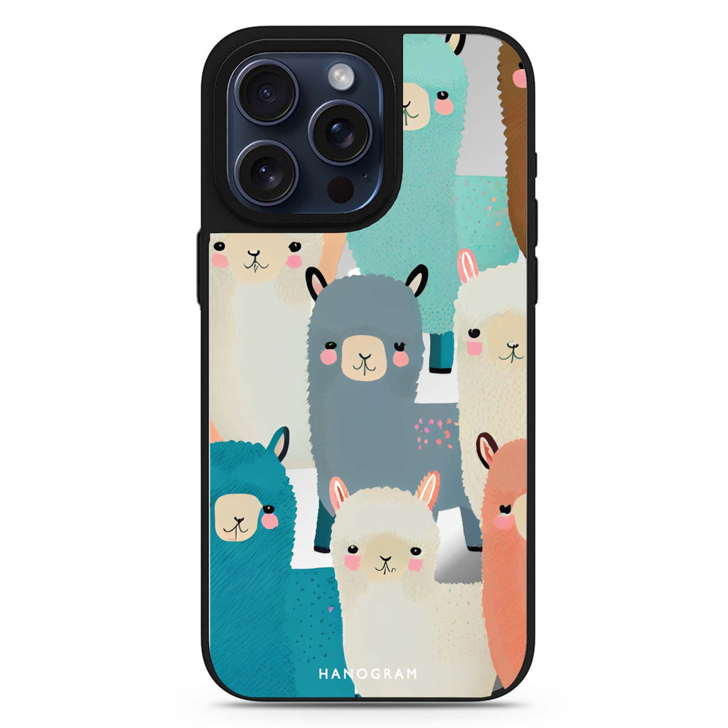 Cute Alpaca MagSafe compatible mirror case for iPhone 16/15/14 Pro Max and Pro, main view