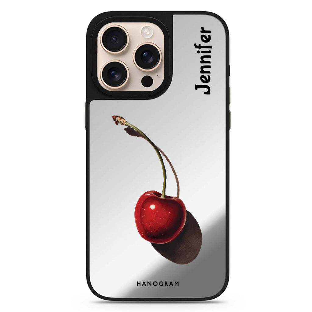 Ruby Rhapsody personalized name sleek reflective design iPhone 16/15/14 Pro Max & Pro mirror case