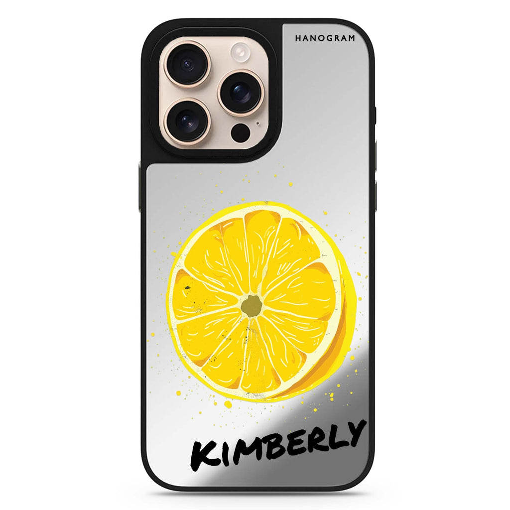 Zesty Zen personalized name sleek reflective design iPhone 16/15/14 Pro Max & Pro mirror case