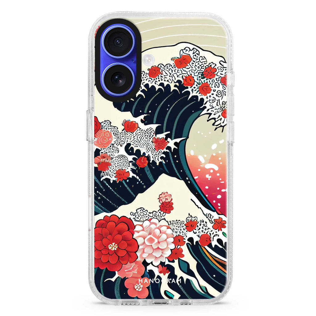 Waves & Flowers MagSafe Compatible iPhone 16 Ultra Clear Case - Personalized and Stylish Protection