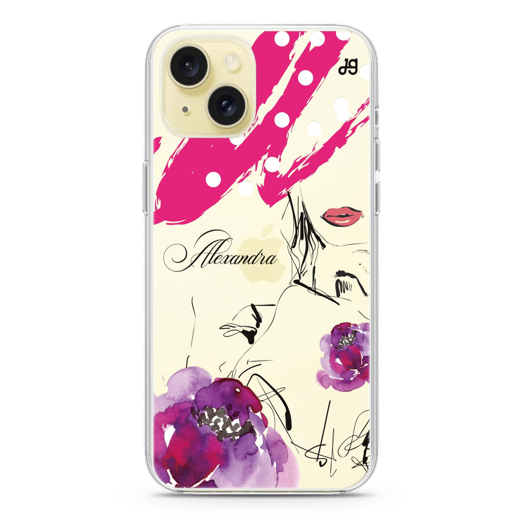 Floral Makeup iPhone 15 plus Ultra Clear Case