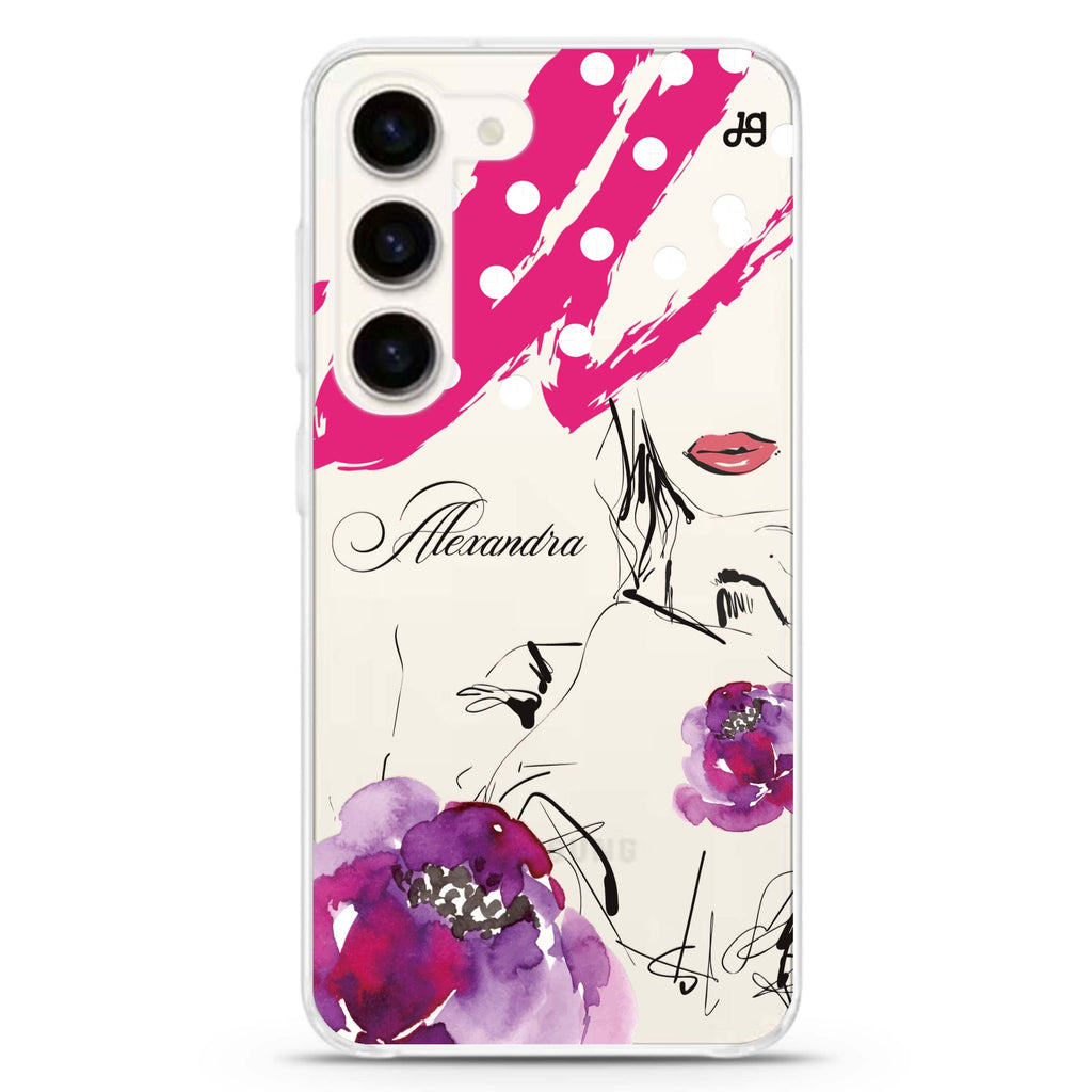 Floral Makeup personalized ultra-clear case for Samsung Galaxy S23/S22, front view