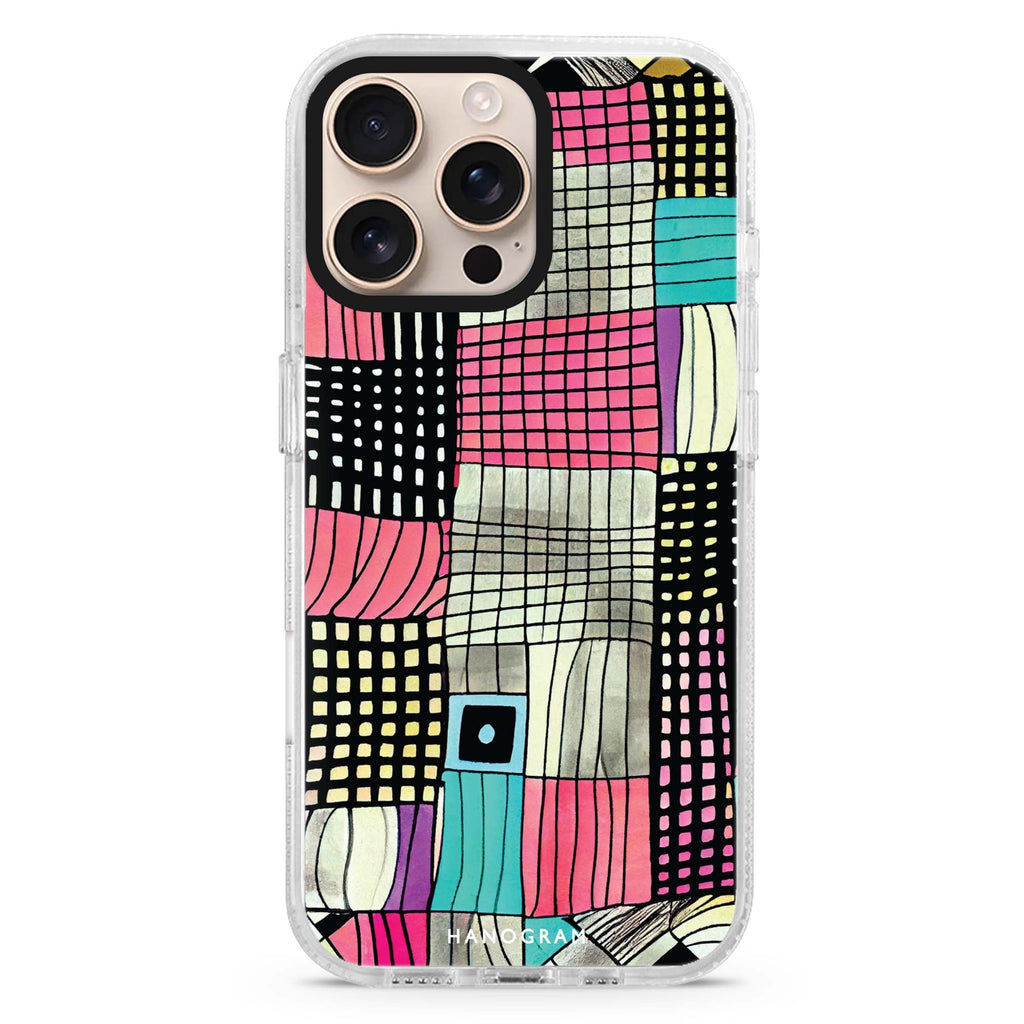 Abstract Checked Pattern MagSafe Compatible iPhone 16 Pro Ultra Clear Case - Personalized and Stylish Protection