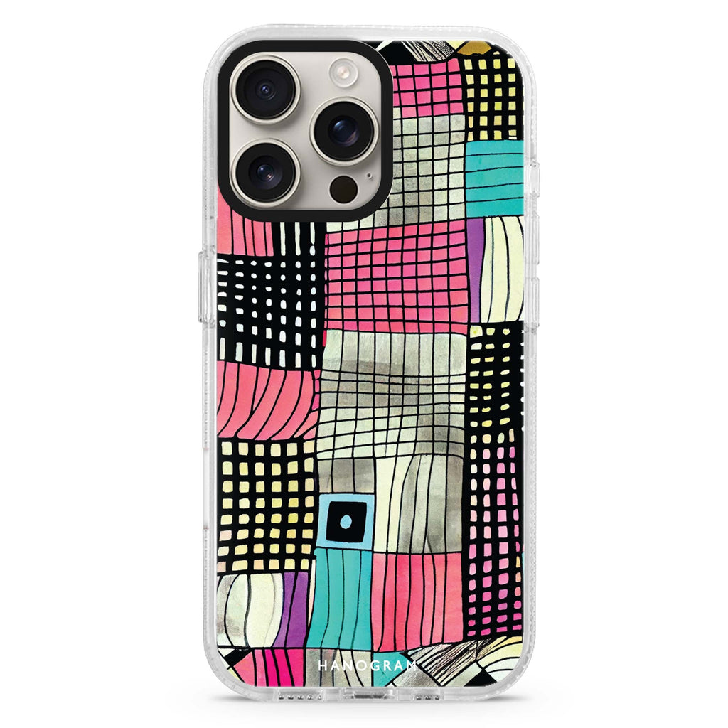 Abstract Checked Pattern iPhone 16 Pro & 16 Pro Max Case - Personalized and Stylish Protection