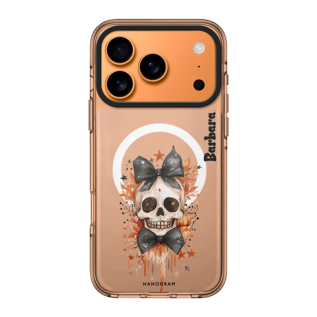 Twilight Ribbon Charms personalized name bow Halloween spooky iPhone 17 Pro Max ultra clear case