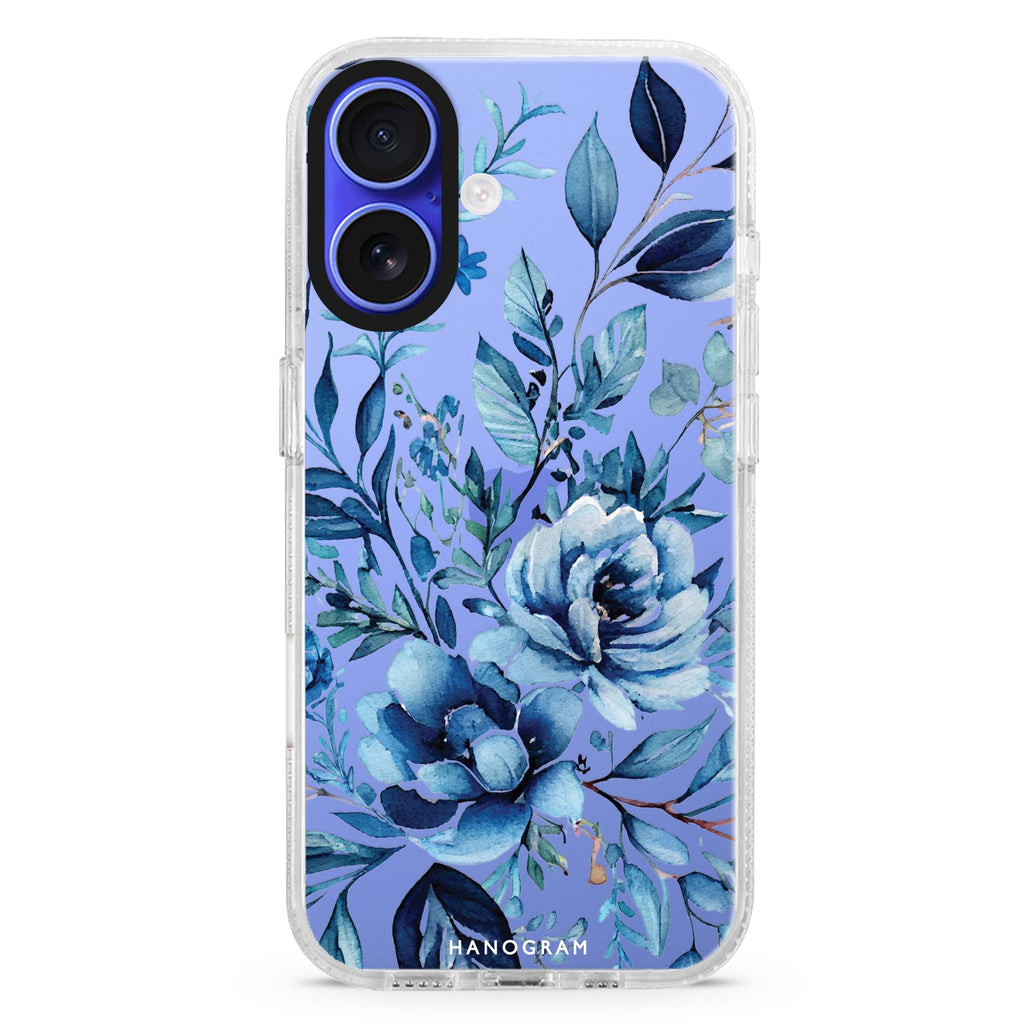 Floral Style 2 iPhone 16 and 16 Plus ultra clear case, transparent floral artwork, front product view