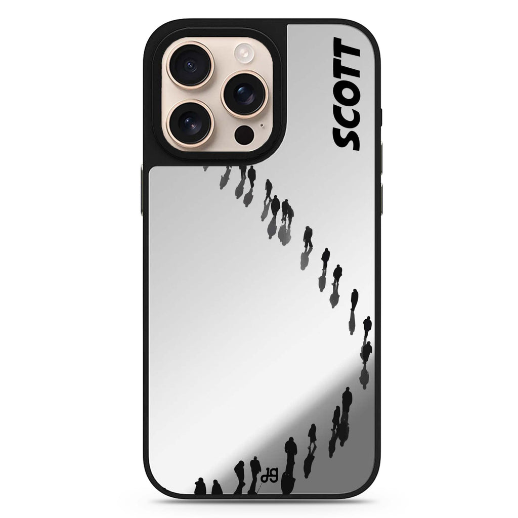 People Points personalized name sleek reflective design iPhone 16/15/14 Pro Max & Pro mirror case