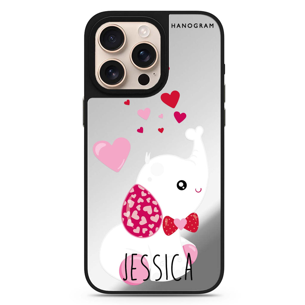 Lovely Elephant personalized name romantic design iPhone 16/15/14 Pro Max & Pro mirror case