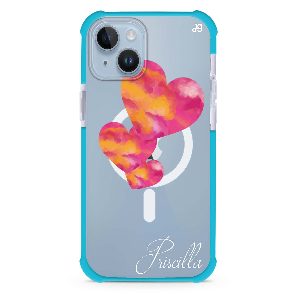 Red Hearts iPhone 15 Plus MagSafe Compatible Ultra Shockproof Case
