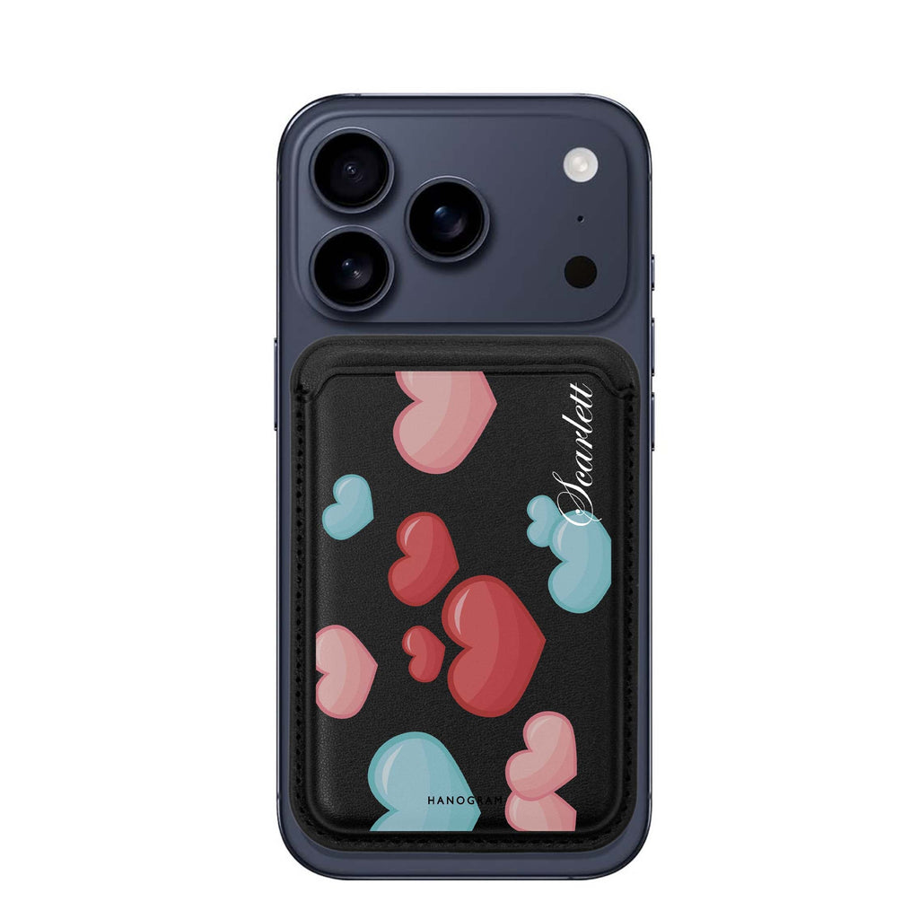 Full Love custom name MagSafe wallet for iPhone, personalized magnetic card holder, main view