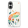 A Dream Cat iPhone 16 and 16 Plus ultra clear case, transparent cat artwork, front product view