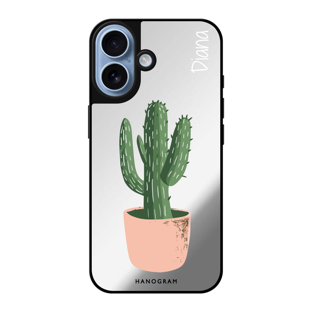 Reflective iPhone 16 Mirror Case –Cacti Delight Design