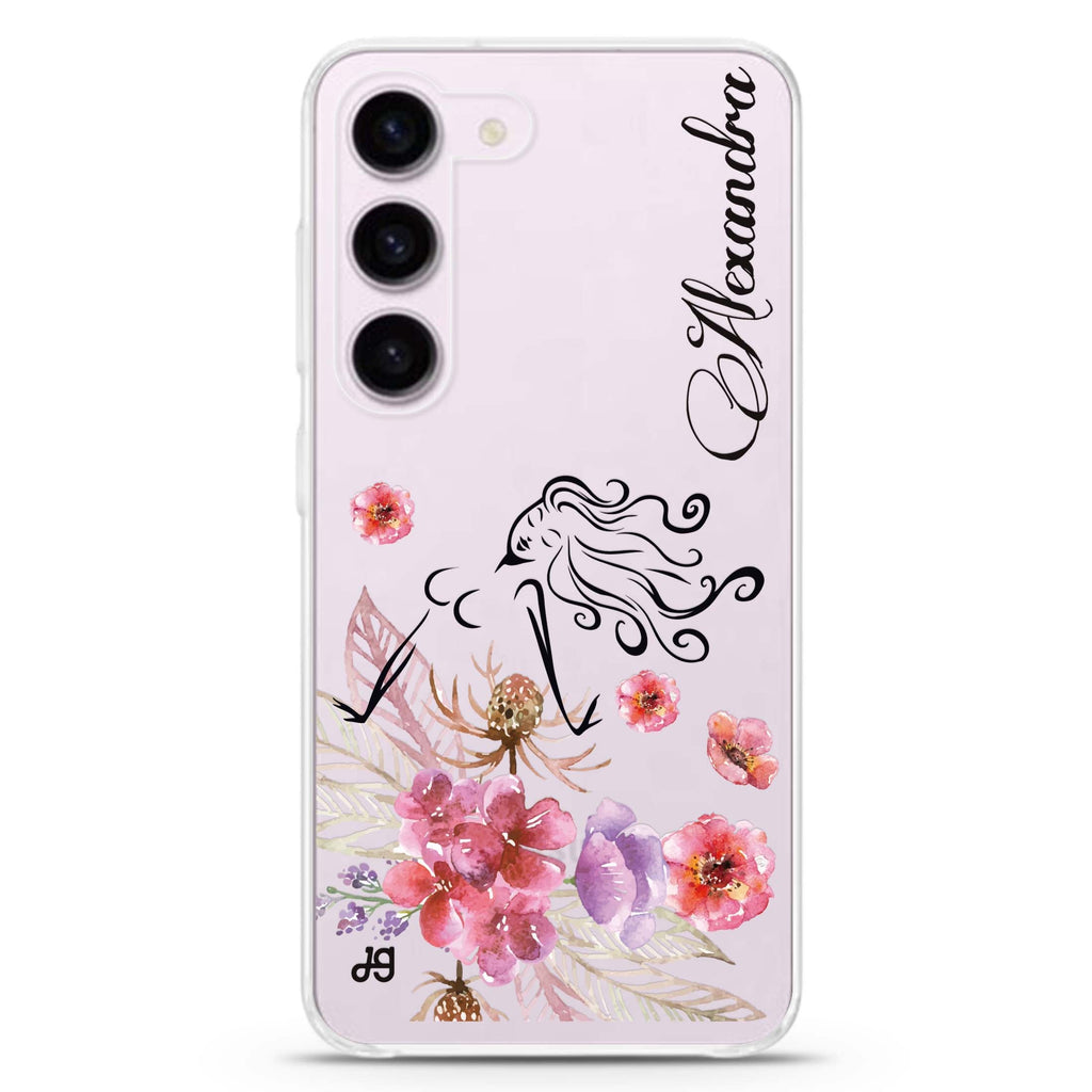 Floral Fairy I personalized ultra-clear case for Samsung Galaxy S23/S22, front view