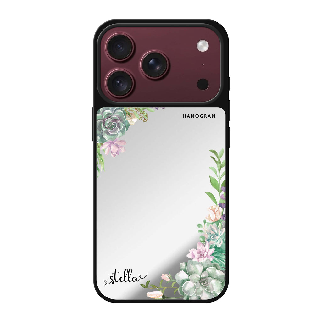 Rose in Wild personalized name pink flower floral iPhone 18 Pro Max mirror case
