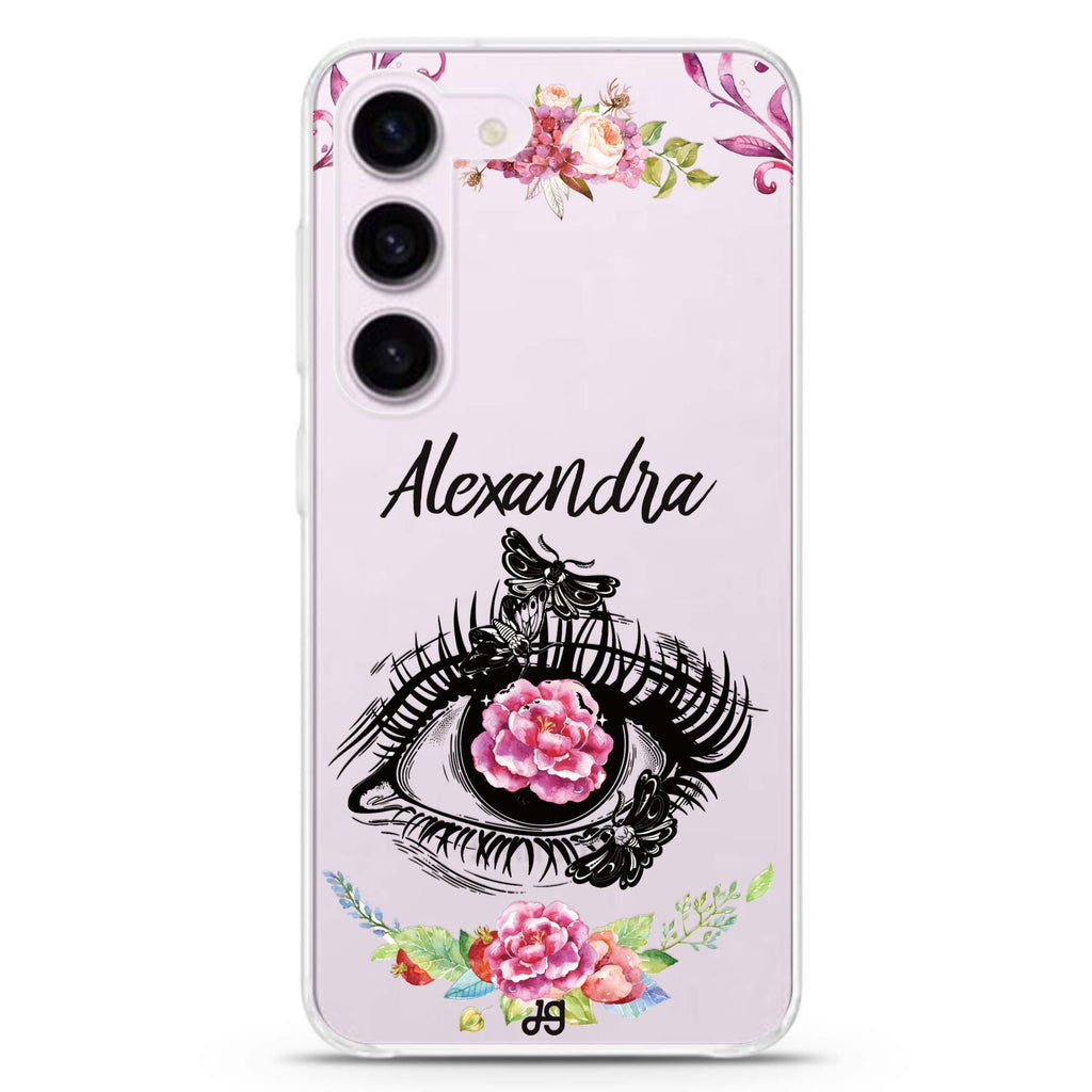 Flower in Eye personalized ultra-clear case for Samsung Galaxy S23/S22, front view