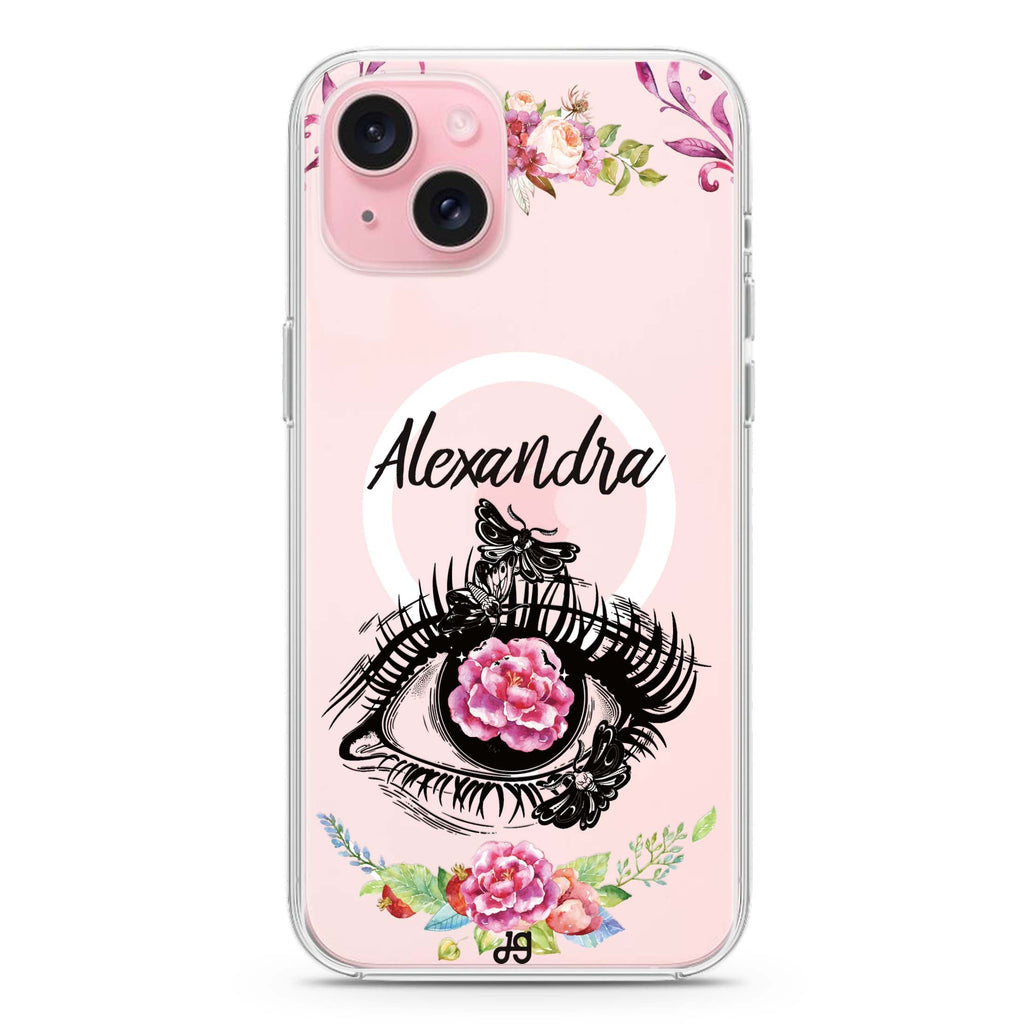 Flower in Eye iPhone 15 Plus MagSafe Compatible Ultra Clear Case