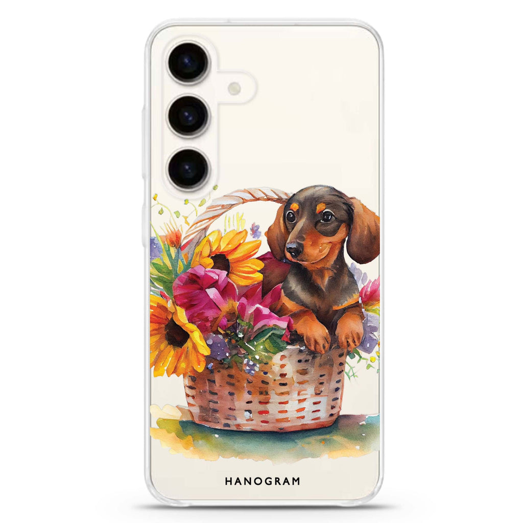 Floral & Dog Samsung Galaxy Ultra Clear Case