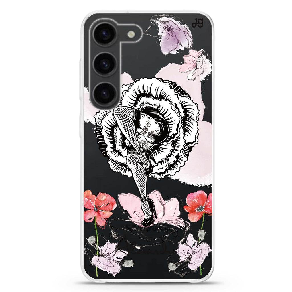 Dancing Flora personalized ultra-clear case for Samsung Galaxy S23/S22, front view