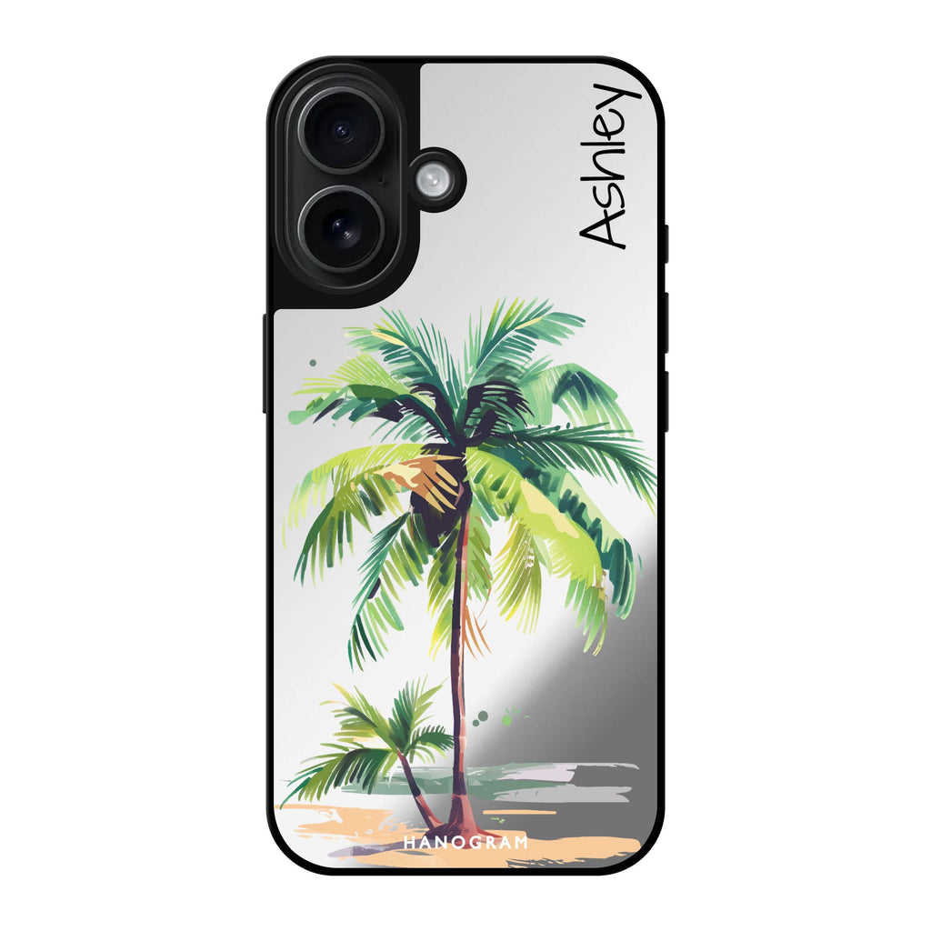 Reflective iPhone 16 Mirror Case –Island Palms Design