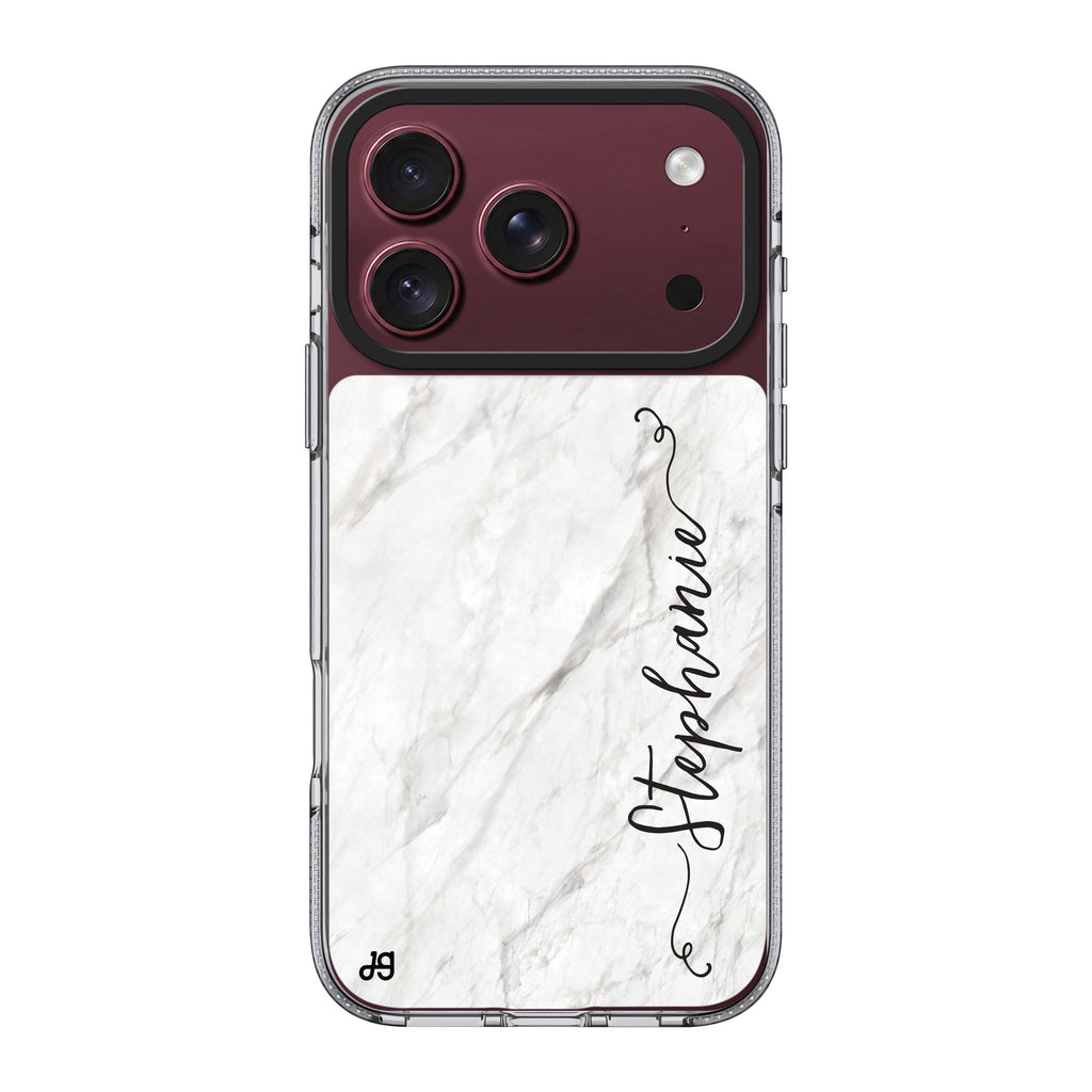 Vertical Cursive & Marble Sleek Ultra Clear Case
