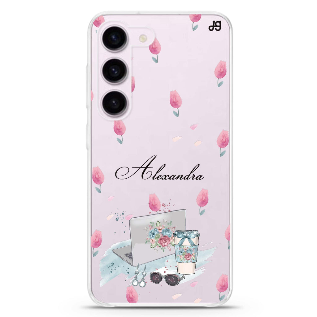 My Foral Lifestyle personalized ultra-clear case for Samsung Galaxy S23/S22, front view