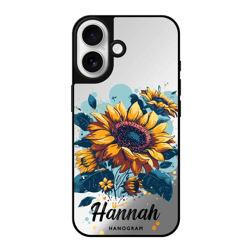 Reflective iPhone 16 Mirror Case –Sun-Kissed Petals Design