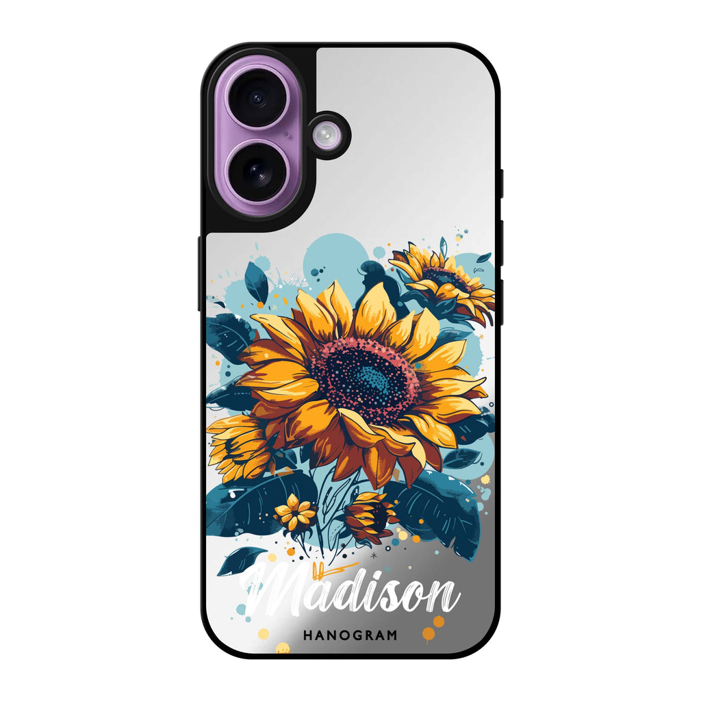 Reflective iPhone 16 Mirror Case –Sun-Kissed Petals Design