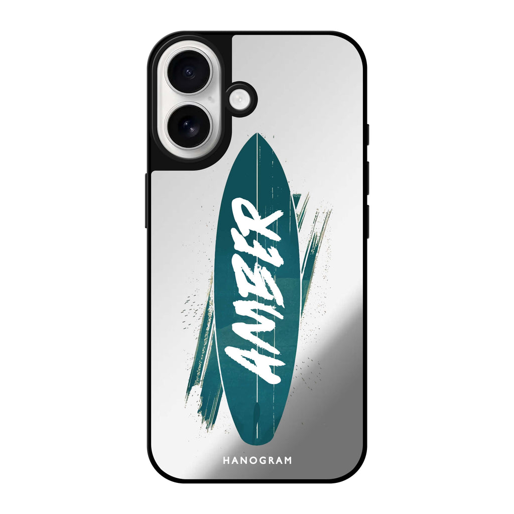 Reflective iPhone 16 Mirror Case –Surf's Up Design