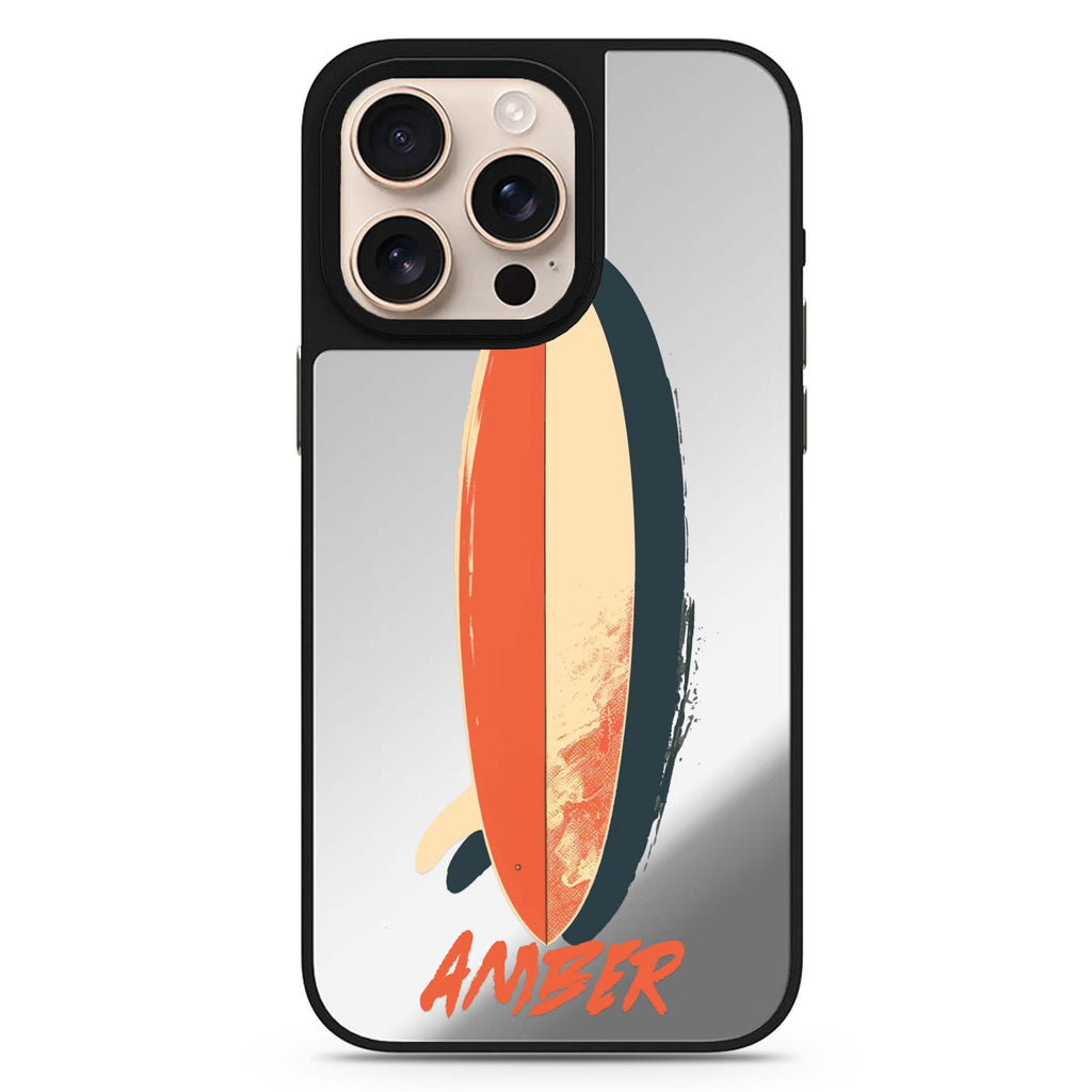 Wave Rider personalized name abstract pattern iPhone 16/15/14 Pro Max & Pro mirror case