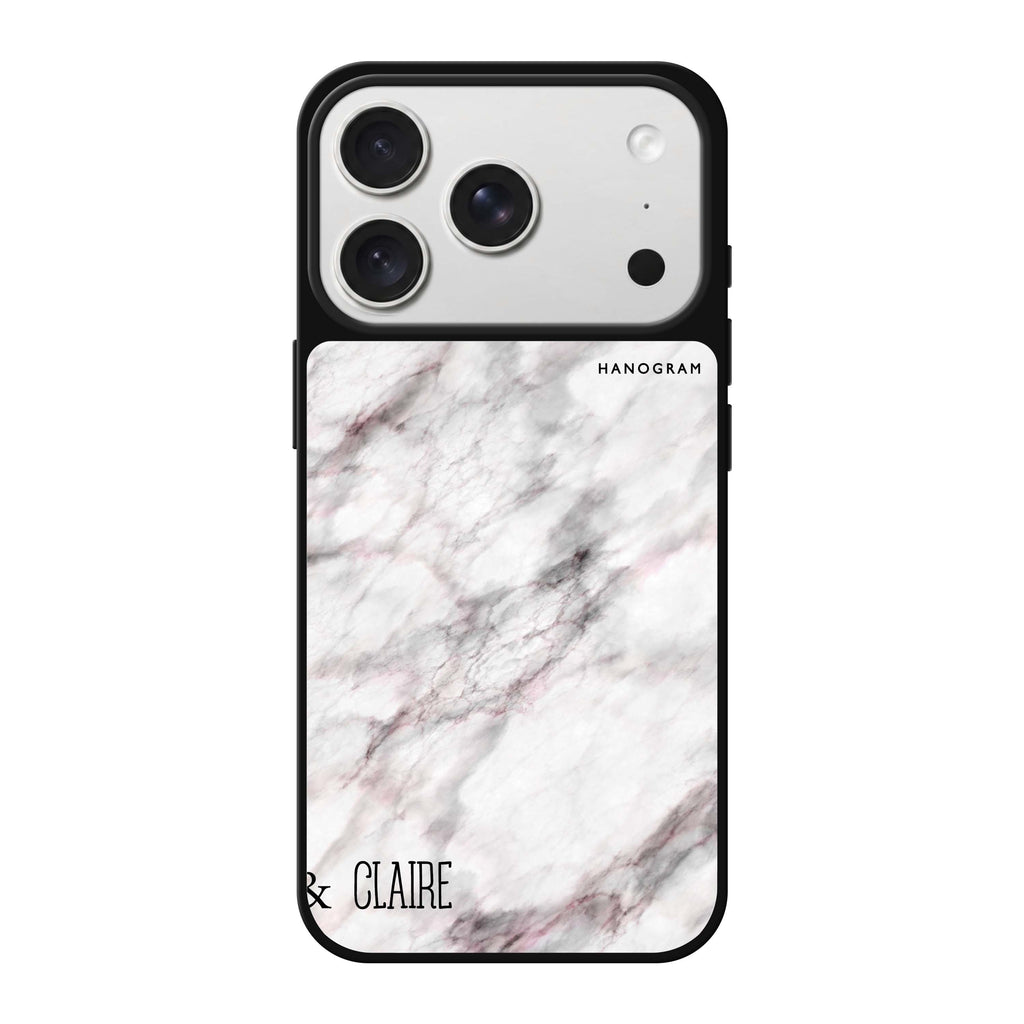 White Marble #1 personalized name white marble iPhone 18 Pro Max mirror case
