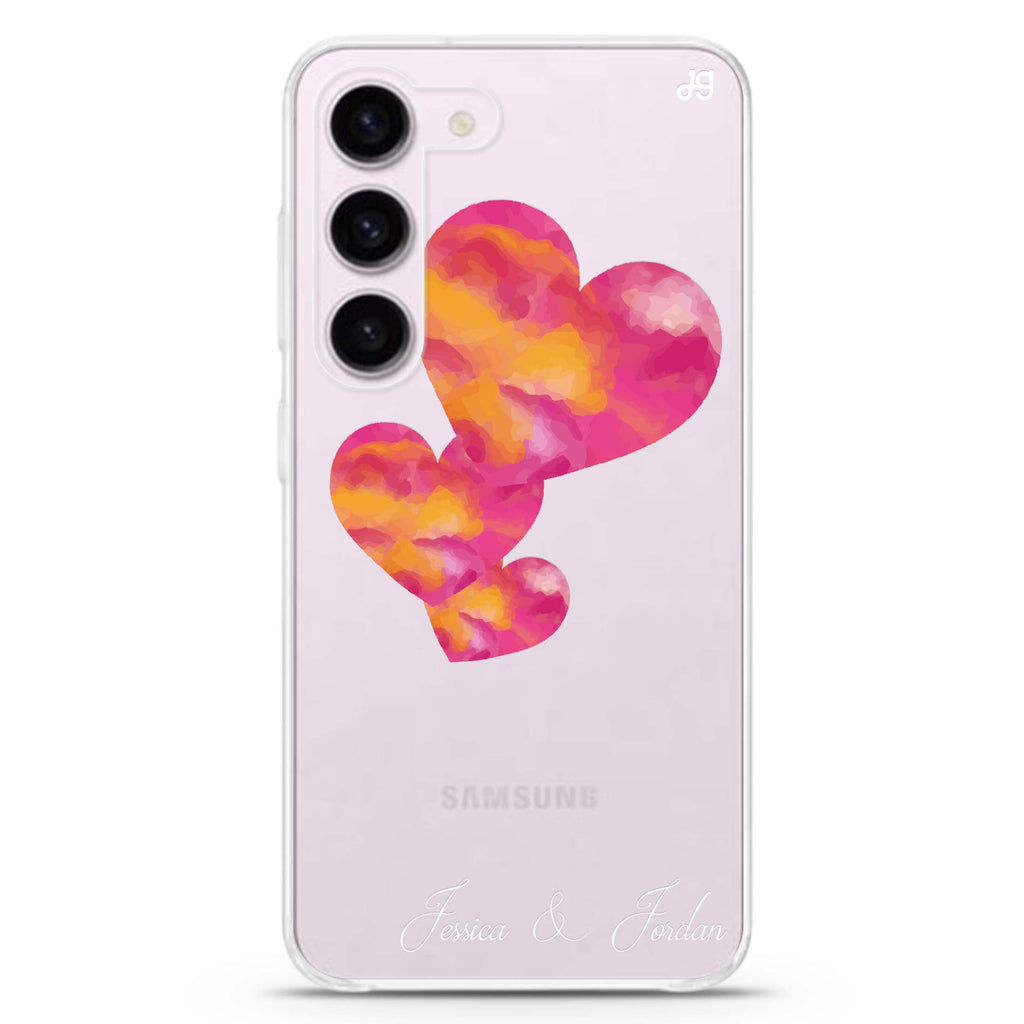 Red Hearts personalized ultra-clear case for Samsung Galaxy S23/S22, front view