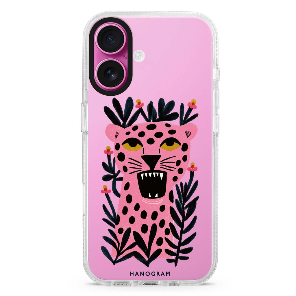 Leopard’s Move iPhone 16 and 16 Plus ultra clear case, transparent animal artwork, front product view
