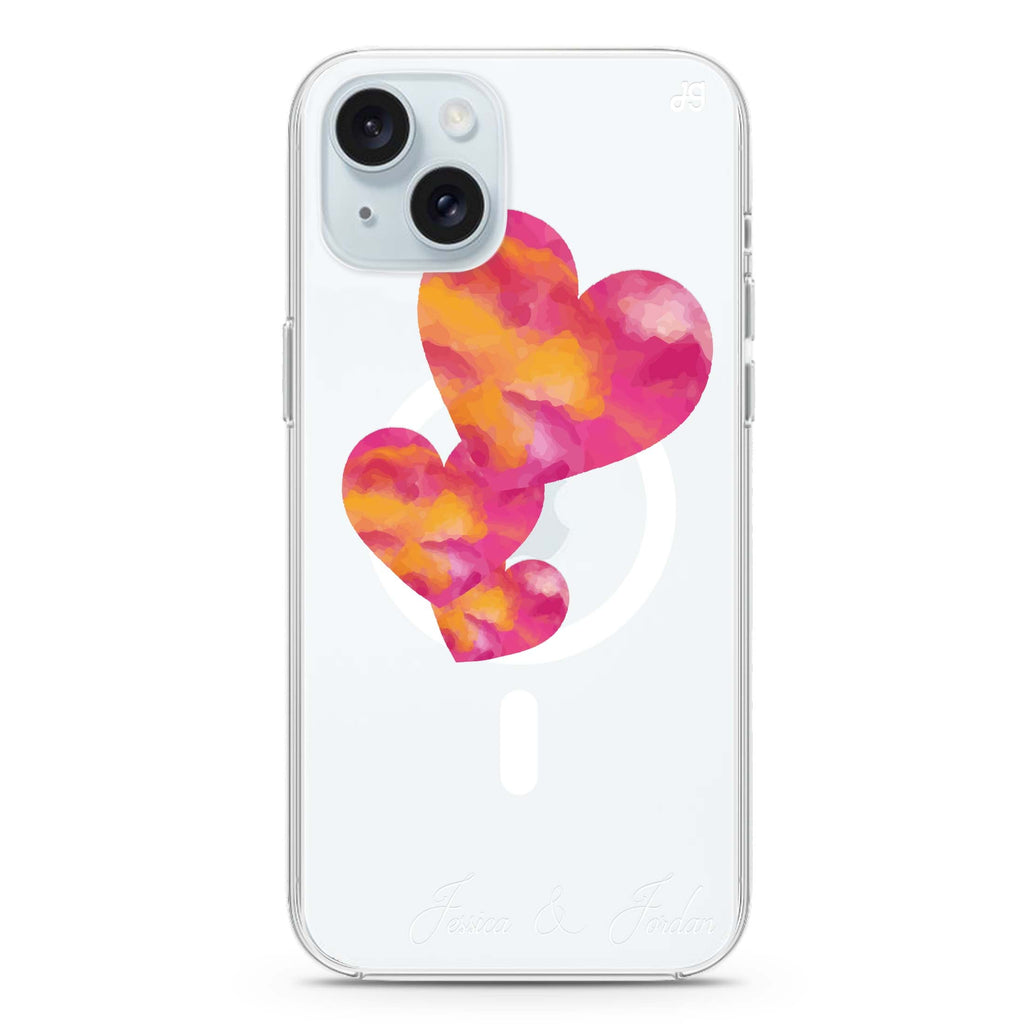 Red Hearts iPhone 15 Plus MagSafe Compatible Ultra Clear Case