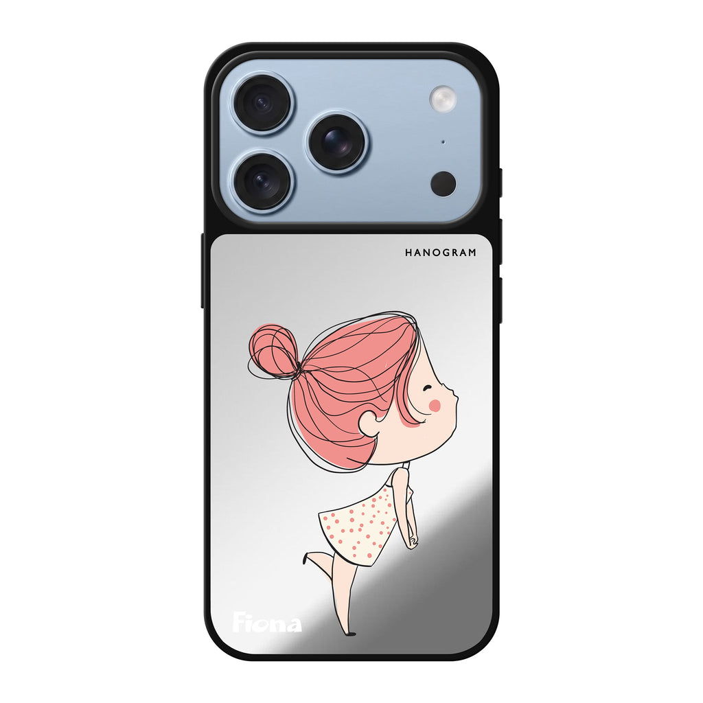 Cute girl kissing personalized name valentines portrait romantic cute iPhone 18 Pro Max mirror case