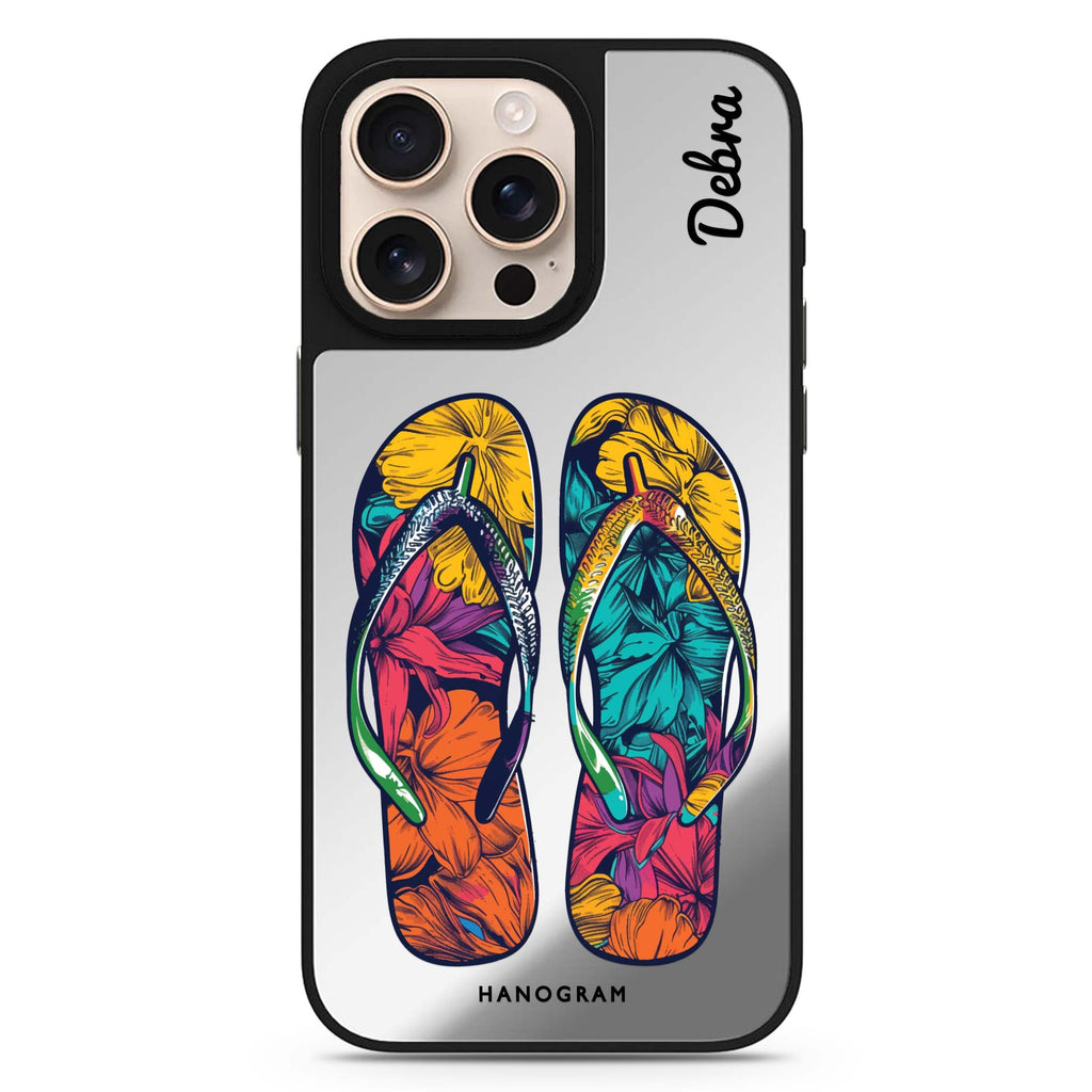 Beach Walkers personalized name sleek reflective design iPhone 16/15/14 Pro Max & Pro mirror case