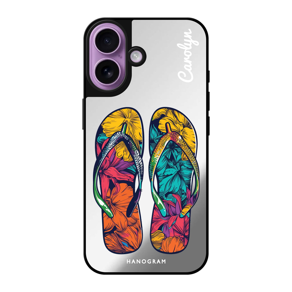 Reflective iPhone 16 Mirror Case –Beach Walkers Design