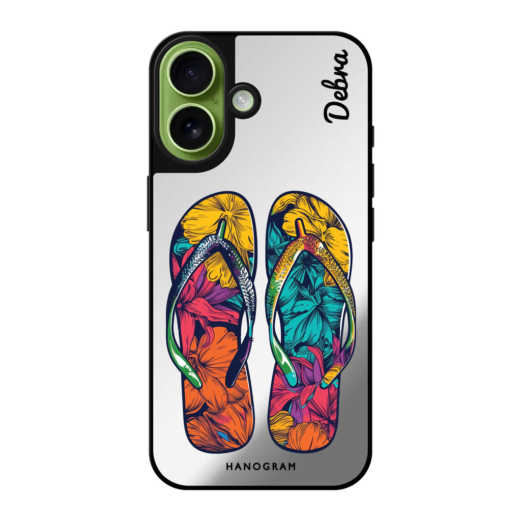 Reflective iPhone 16 Mirror Case –Beach Walkers Design