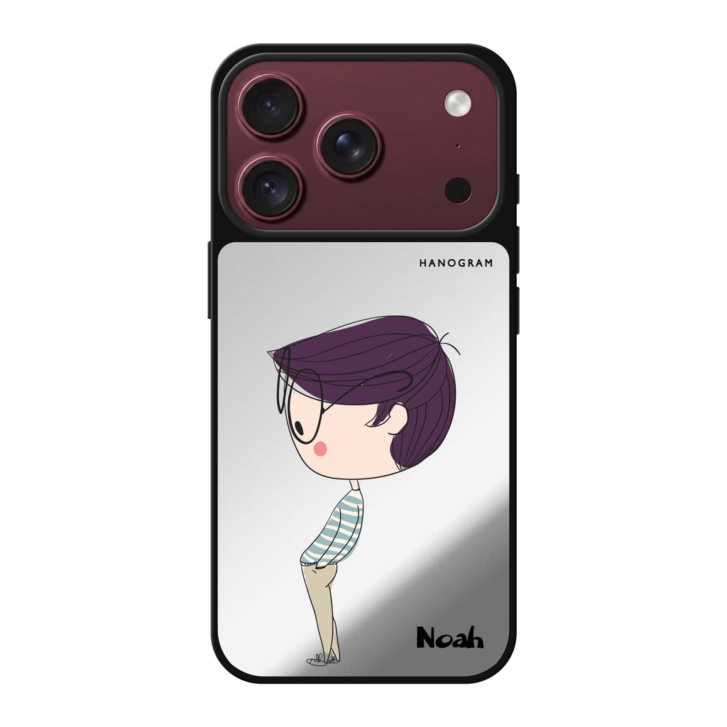 Boy kissing personalized name valentines romantic iPhone 18 Pro Max mirror case