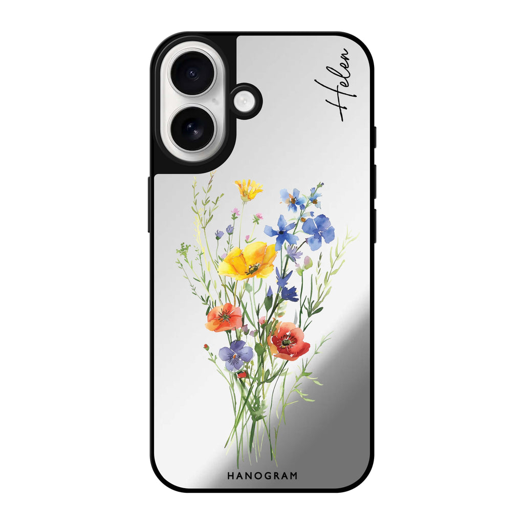 Reflective iPhone 16 Mirror Case –Wildflower Whimsy Design
