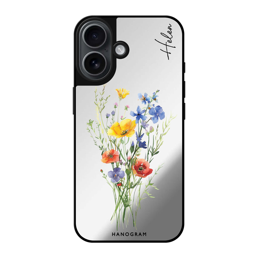 Reflective iPhone 16 Mirror Case –Wildflower Whimsy Design