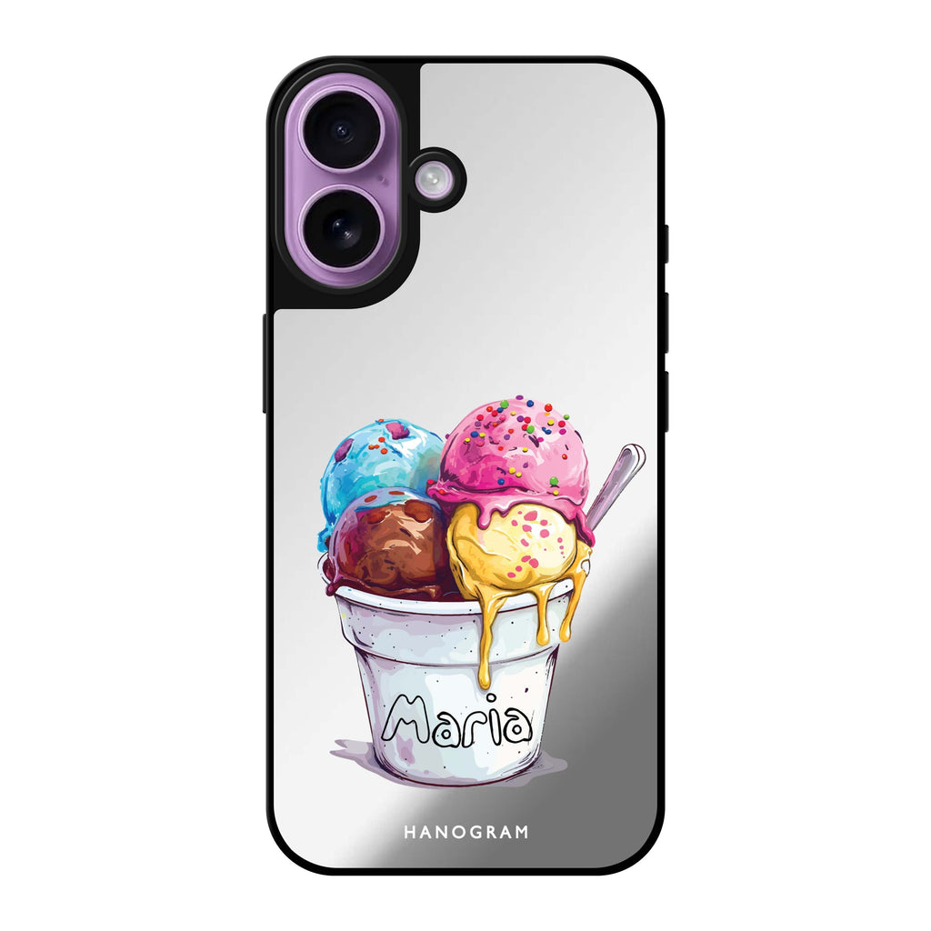 Reflective iPhone 16 Mirror Case –Sweet Scoops Design