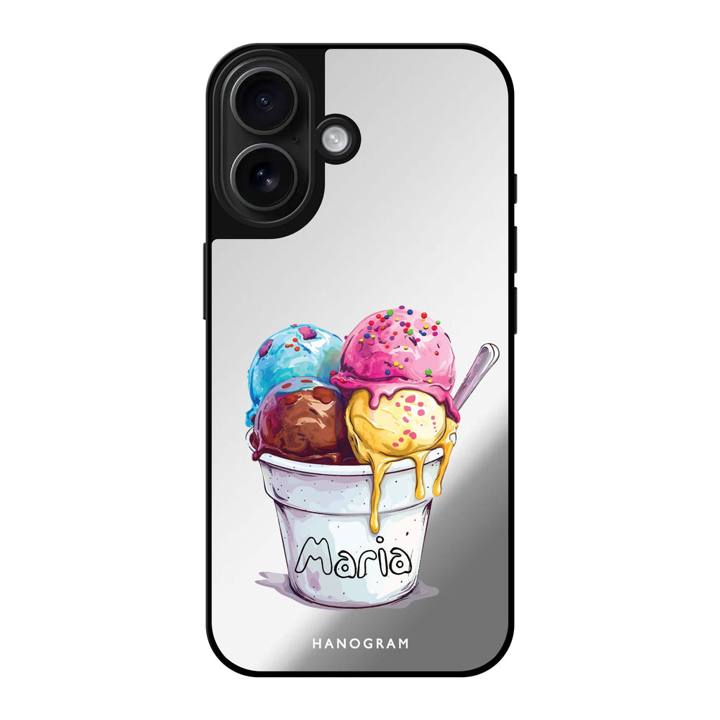 Reflective iPhone 16 Mirror Case –Sweet Scoops Design