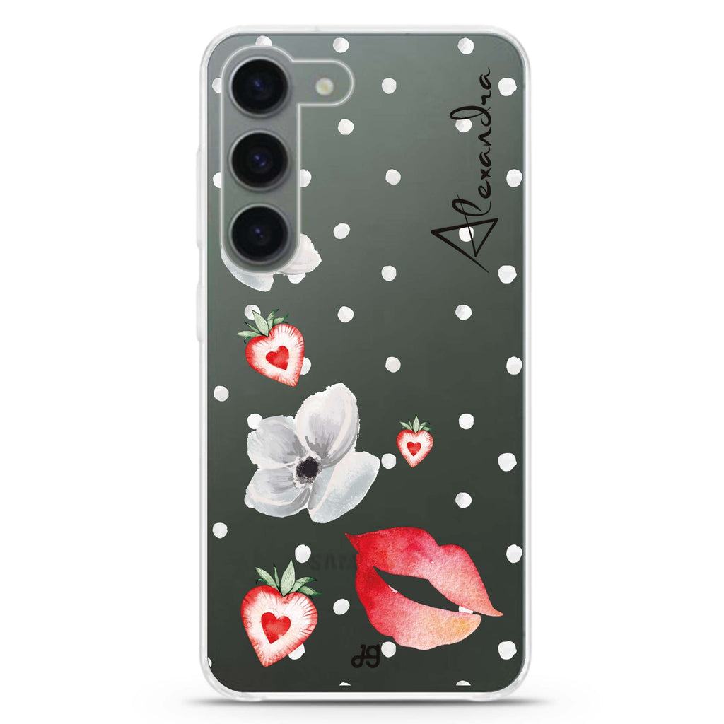 The First Date personalized ultra-clear case for Samsung Galaxy S23/S22, front view