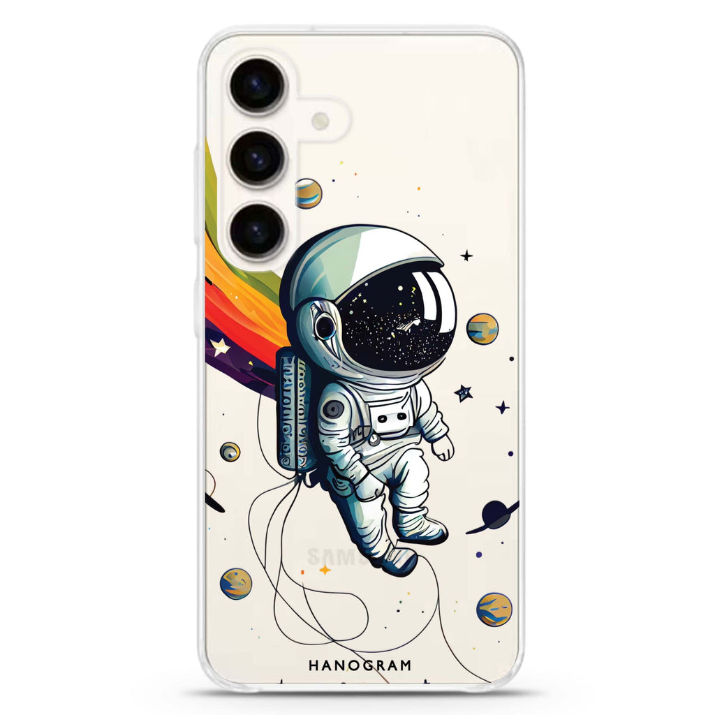 Astronaut in rainbow Samsung Galaxy Ultra Clear Case