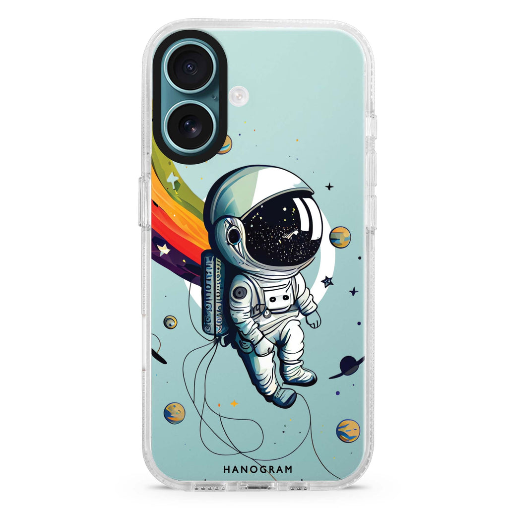 Astronaut in rainbow MagSafe Compatible iPhone 16 Ultra Clear Case - Personalized and Stylish Protection