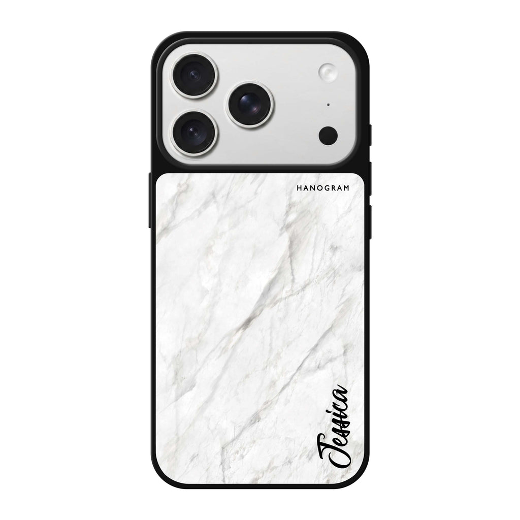 White Marble – Deep Love personalized name white valentines heart marble iPhone 18 Pro Max mirror case